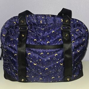 Cynthia Rowley Quilted Puffer Duffle Weekender Bag  Blue Starry Night